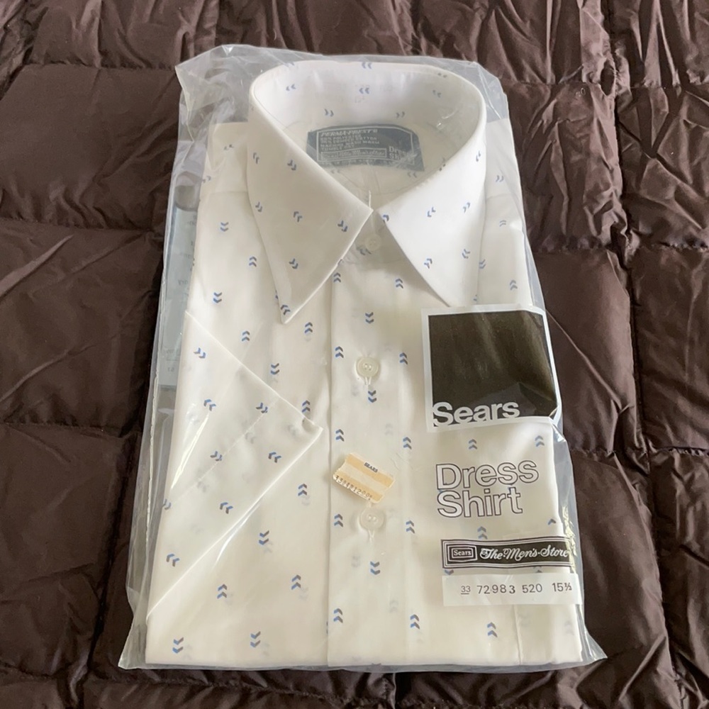 Sears Men’s Short Sleeve Dress Shirt Vintage NOS